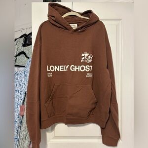LONELY GHOST Open Mind Open Heart Brown Heavyweight Hoodie